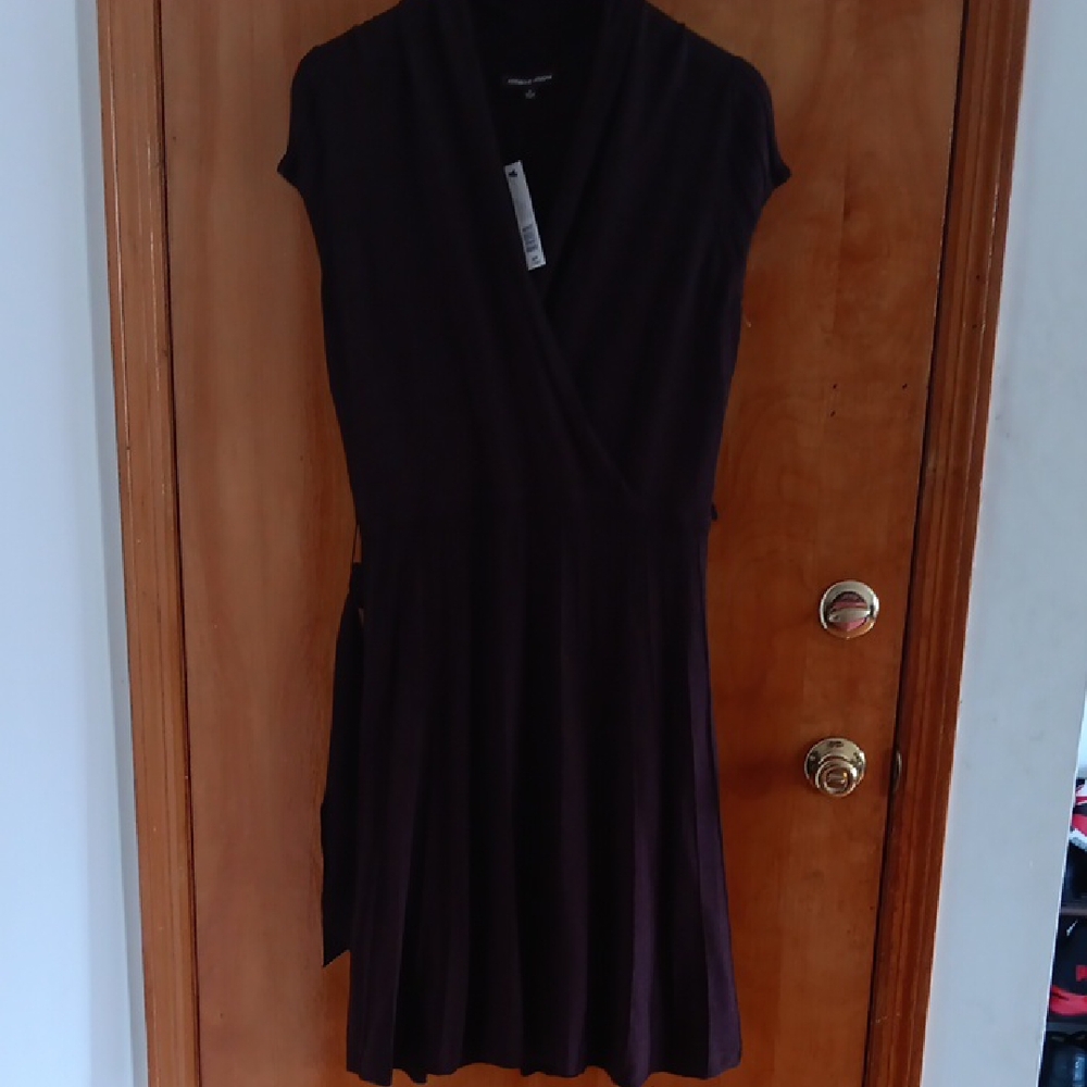Adrienne Vittadini Black V-Neck Cap Sleeve Midi Dress XL NWT